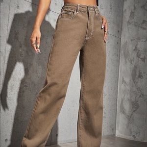 Mocha Brown Wide Leg Jeans